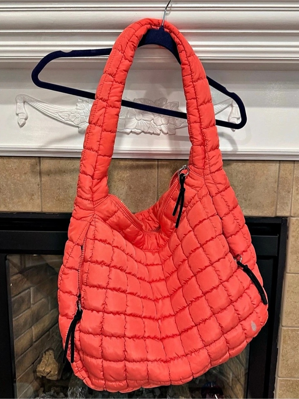 Free People Quilted Carryall inHobo Bag in Hot Coral.